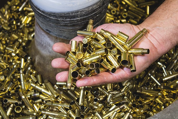 Bright brass bullet casings
